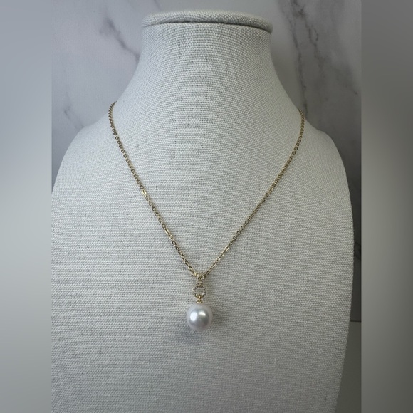 White Pearl Pendant Necklace Gold 925 - Picture 4 of 5